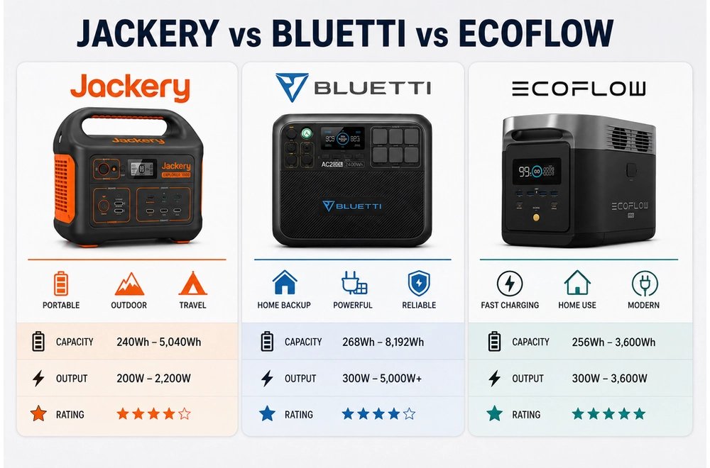 Jackery vs Bluetti vs EcoFlow: Detailed Comparison of the Top Portable Power Stations